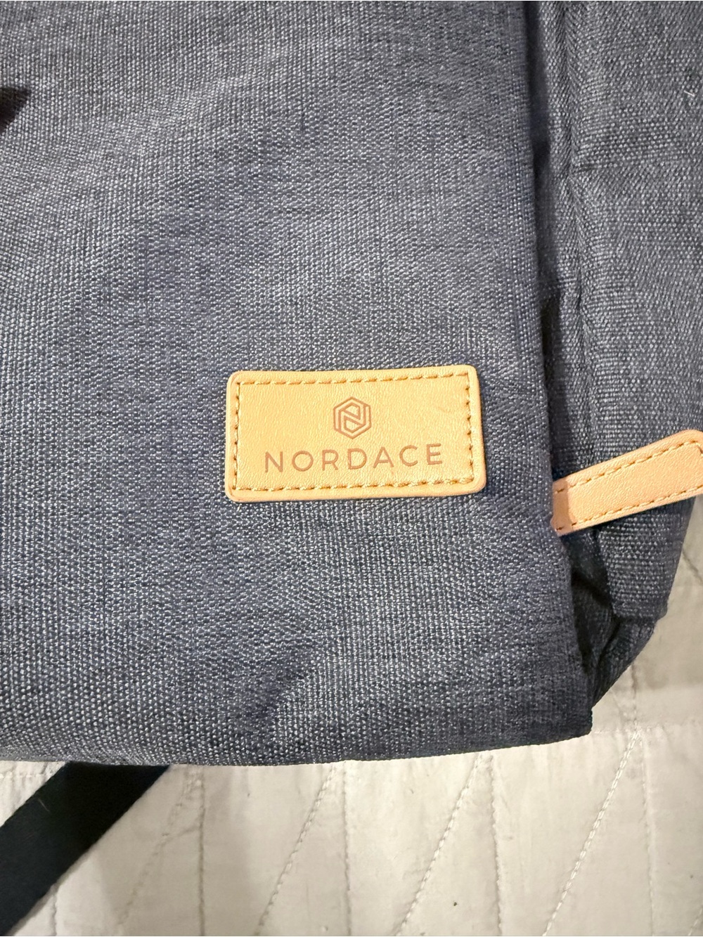 Nordace charcoal Canvas Backpack with Tan Leather Trim